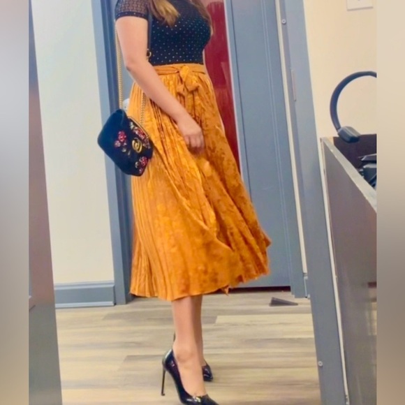 J.O.A. Rust Floral Skirt pleated xs boho fall classy - Picture 9 of 11